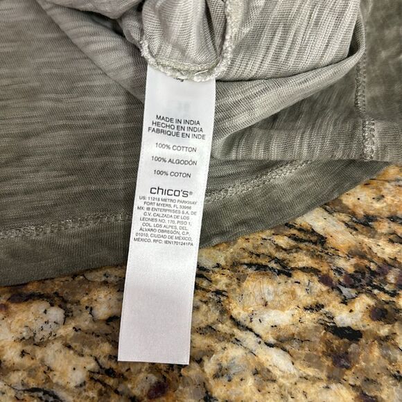 Chico’s Green Cotton Textured Trim Short Sleeve T-shirt Size XL - Picture 5 of 8